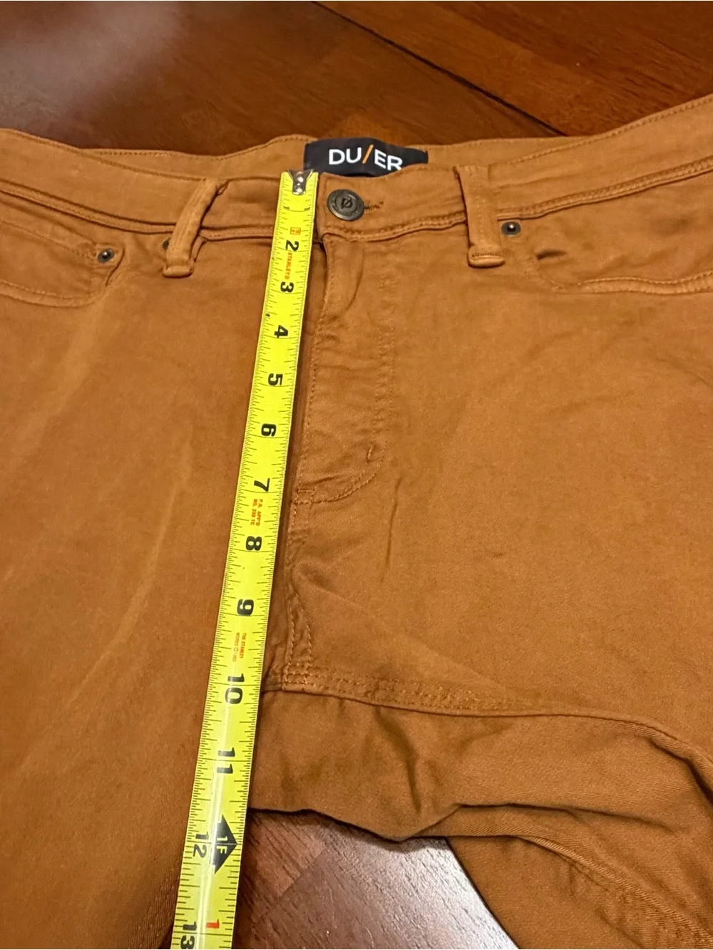 DU/ER N2X No Sweat Slim Fit Shorts Mens Size 34 Brown Stretch Performance Chino